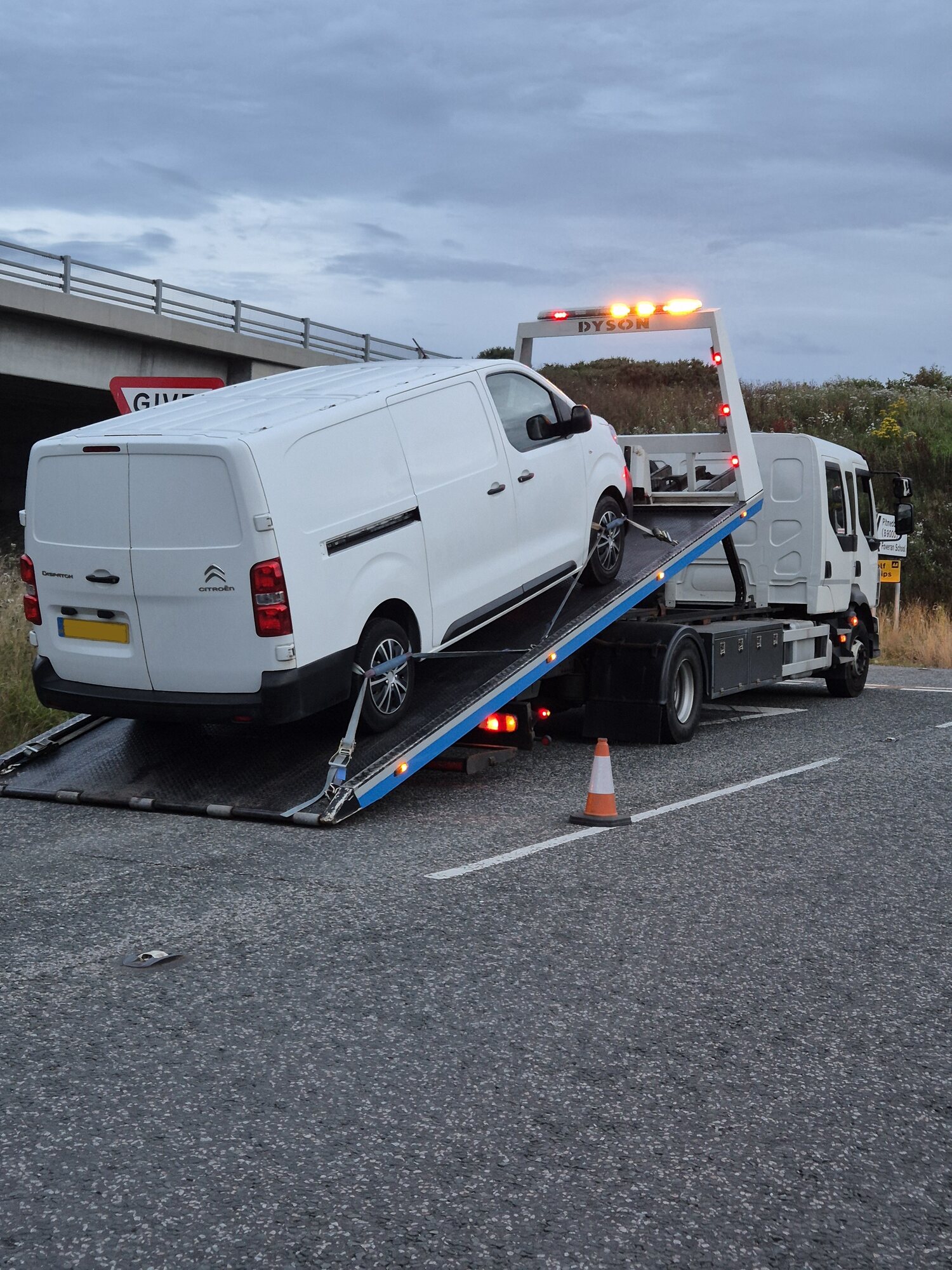 AFB Recovery truck carrying a commercial van